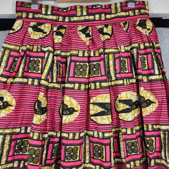 Li Li's Creations African Bird Print Midi‎ Skirt Women's Large Cotton Multicolor - Picture 4 of 11